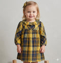 Long Sleeves Plaid Flannel Dress - Yellow & Black