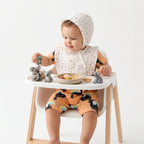 Organic Cotton Rosy Charm Bib & Bonnet- White