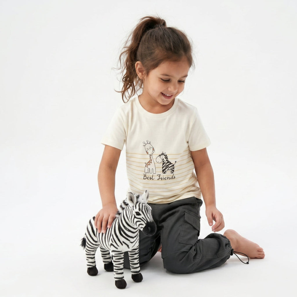 Unisex Best Friends Cotton Jersey  T-shirt -  Off-White