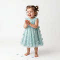 Butterfly Bliss Aqua Tulle Dress- Aqua Blue