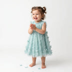 Butterfly Bliss Aqua Tulle Dress- Aqua Blue