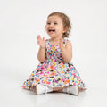 Cat & Butterfly Printed Colorful Dress - Multicoloured