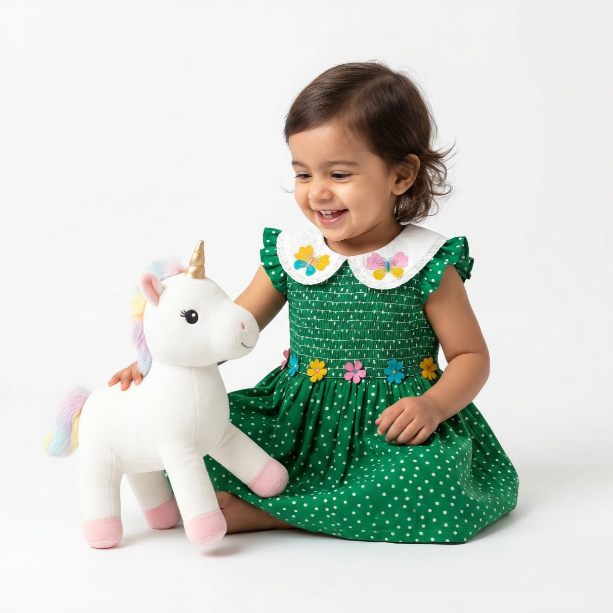 Polka Dot Printed Dress - Green