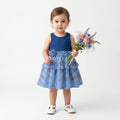 Checks Flared Cotton Printed Dress - Blue