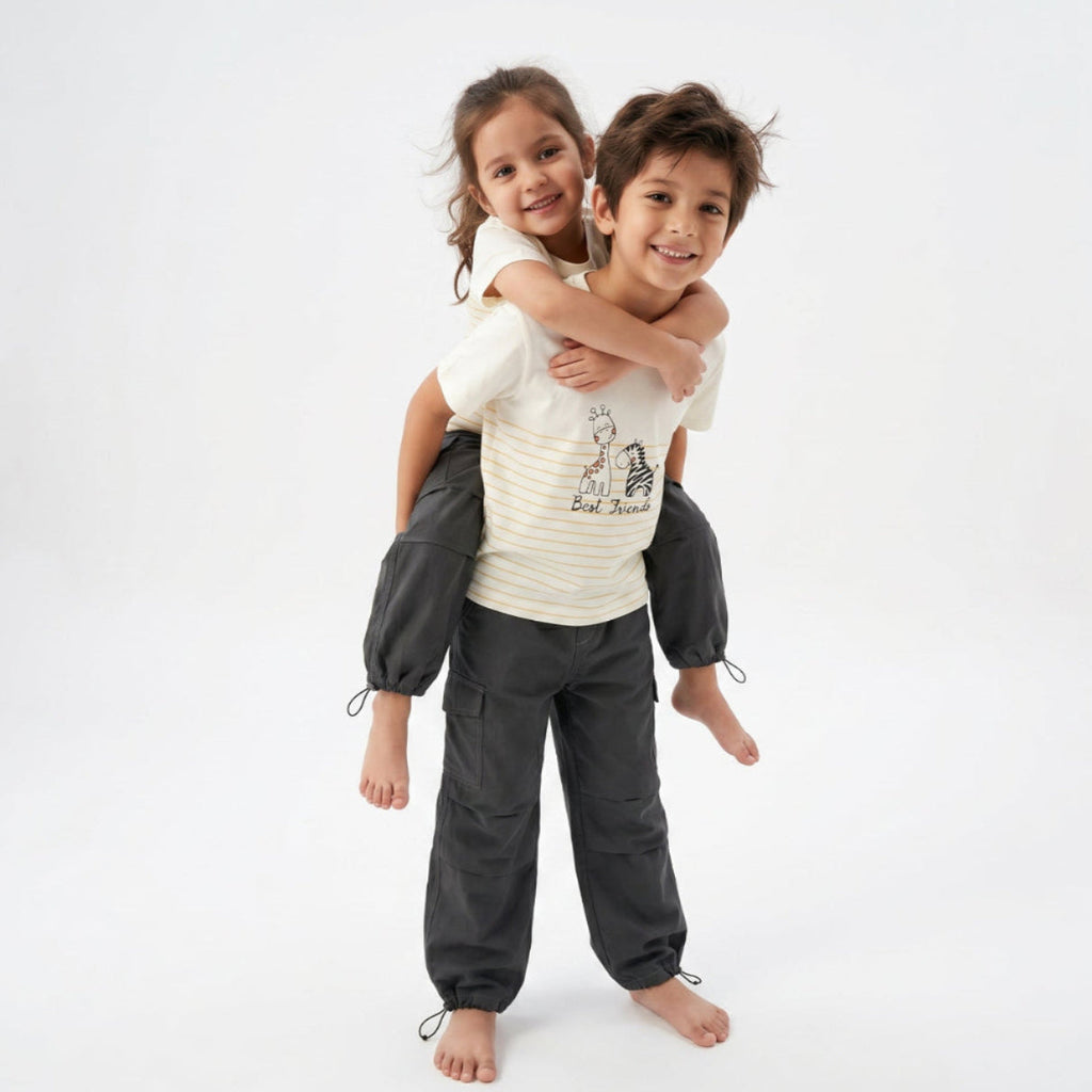 Unisex Best Friends Cotton Jersey  T-shirt -  Off-White