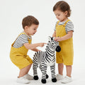 Unisex Cotton Dungaree and Jersey T-Shirt Stripes  Co-ord Sets - White & Yellow
