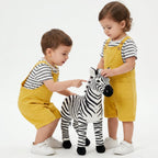 Unisex Cotton Dungaree and Jersey T-Shirt Stripes  Co-ord Sets - White & Yellow