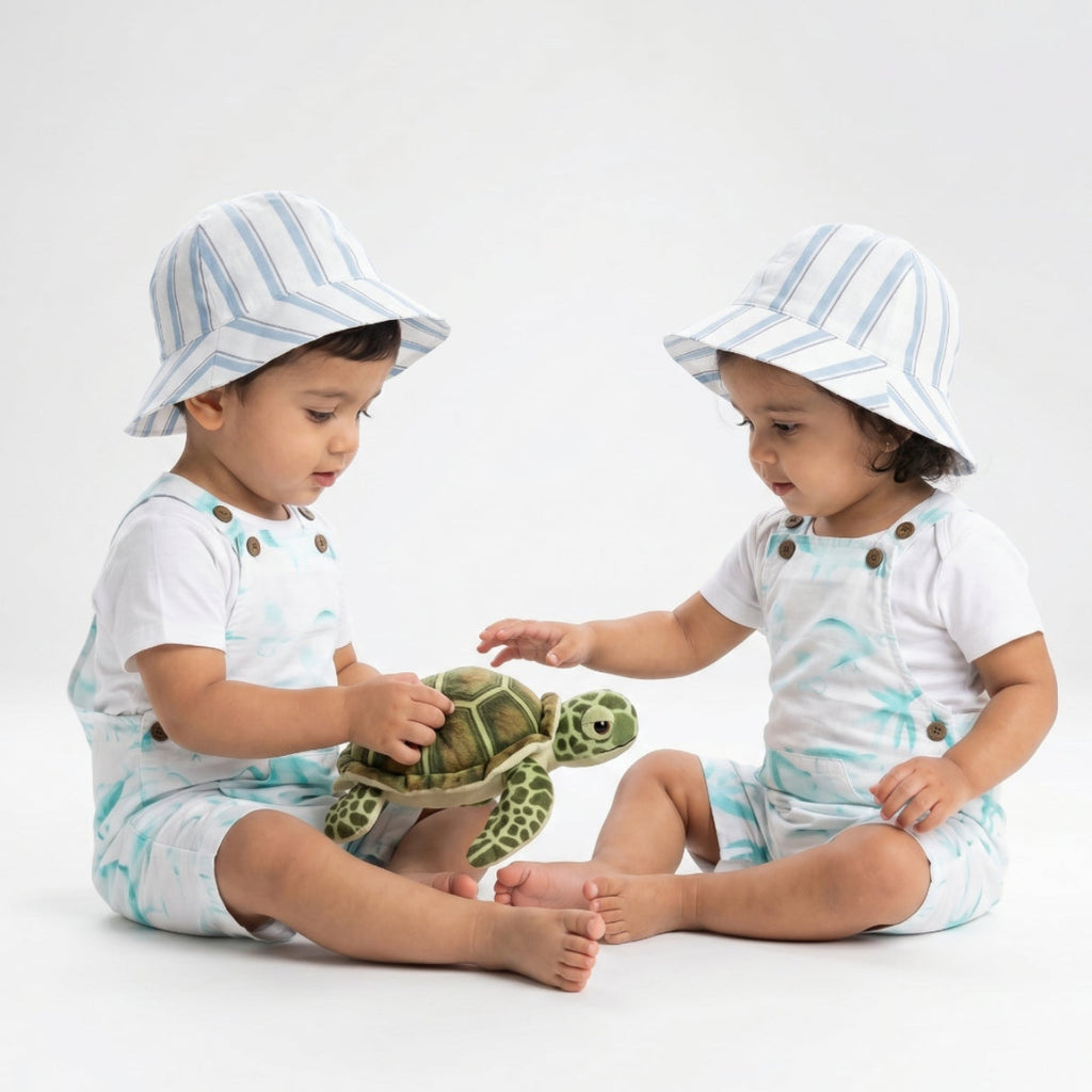 Unisex Skyline Stripe Sun Hat - Blue & White