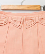 Ruffled Blouse & Striped Skirt - White & Peach