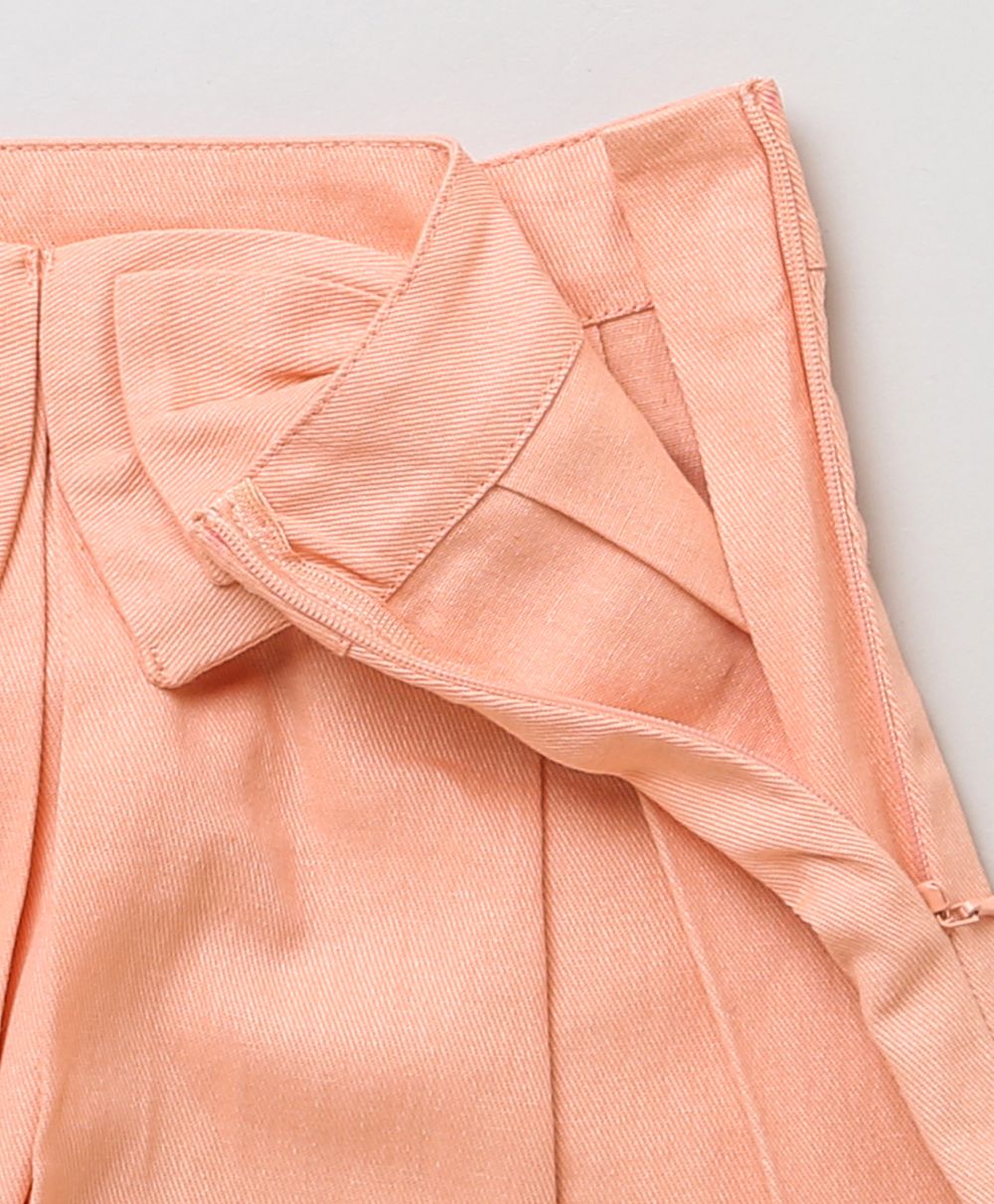 Ruffled Blouse & Striped Skirt - White & Peach