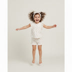 Blossom Breeze Organic Cotton Summer Co-ord White Set with a Hairband - White