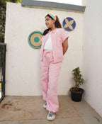 Girls Cargo Pants - Baby Pink