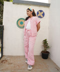 Solid Jacket with Cargo Pant 2 pcs Set - Baby Pink