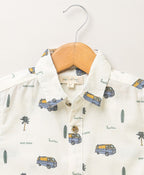 Surf School Print Cotton Linen Shirt - White