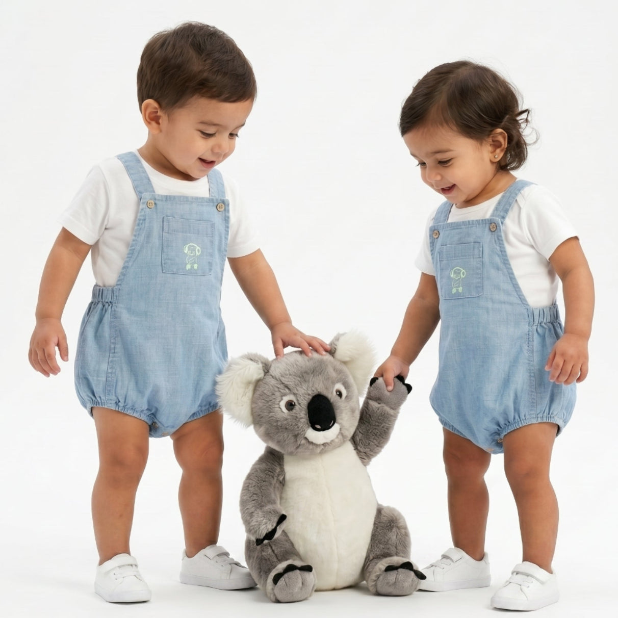 Unisex Denim Koala Print Romper - Blue