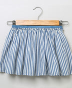 Striped Skirt with Rabbit Patch Embroidery - Blue & White