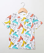 Multicolored Printed Rabbit Print Unisex T-shirt - White