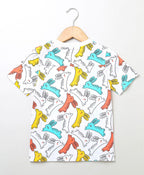 Multicolored Printed Rabbit Print Unisex T-shirt - White