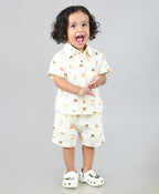 Zoom Safari Cotton Slub Co-ord  Set - Off-White