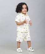 Zoom Safari Cotton Slub Co-ord  Set - Off-White
