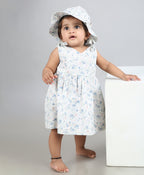 Blossom Breeze Organic Cotton Co-ord Set with A Hat - White