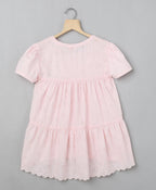 Slub Jersey with Schiffli Embroidery Back Organic Cotton Tshirt - Pink