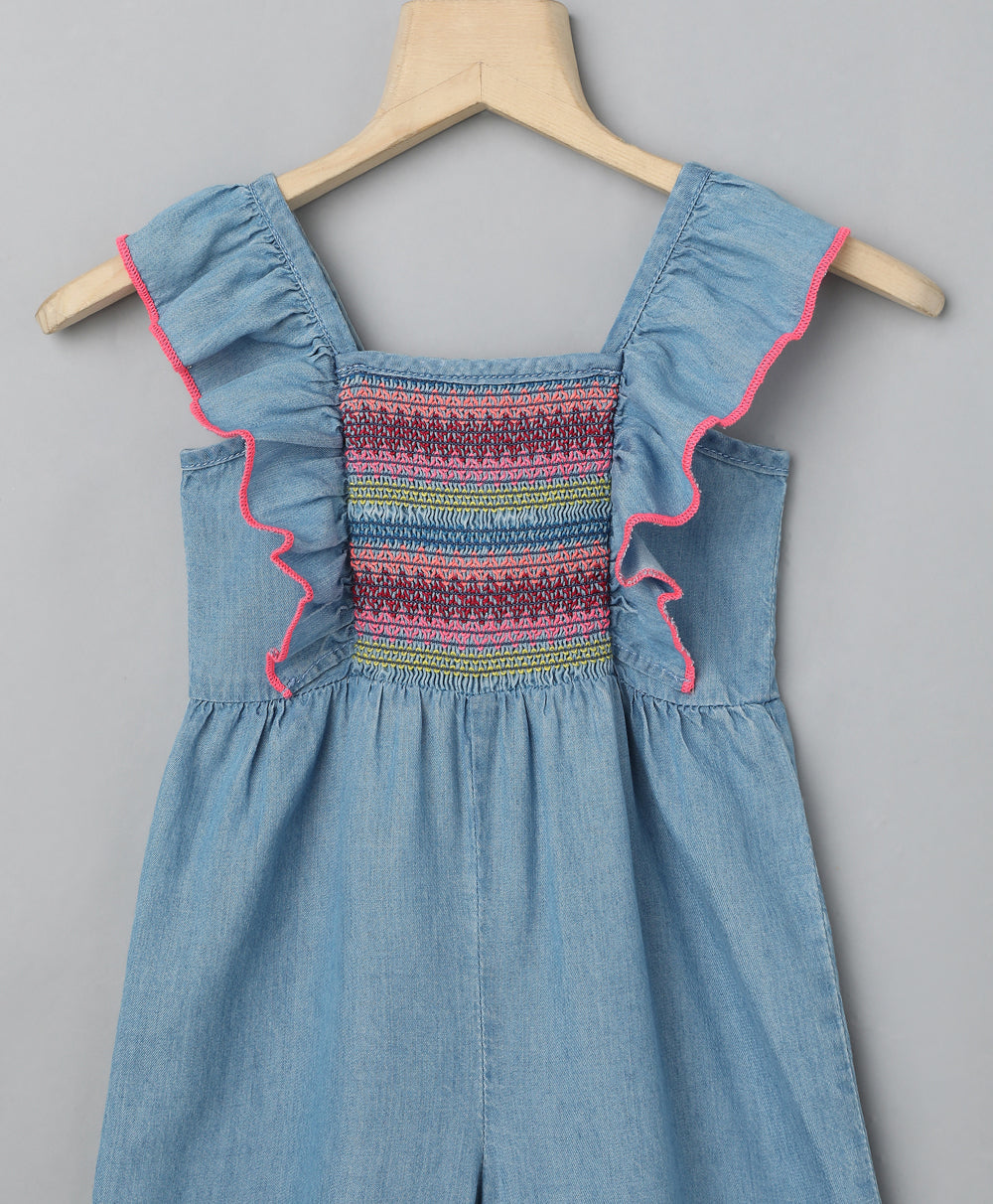 Smocked Dungaree - Blue