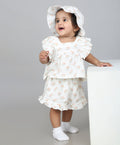 Blossom Breeze Organic Cotton Summer Co-ord White Set With A Hat - White