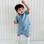 Cotton Denim Shirt & Shorts Co-ord Set - Blue